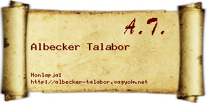 Albecker Talabor névjegykártya